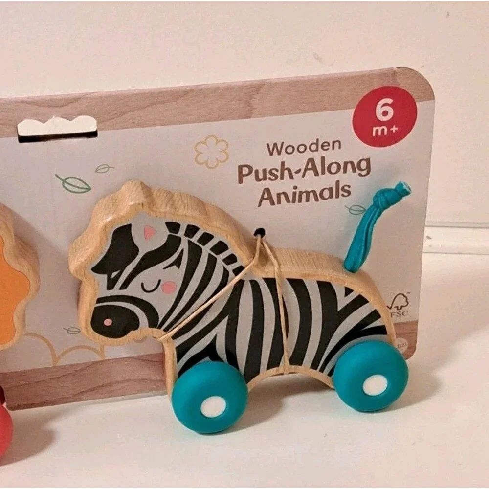 Fisher Price  Wooden Push Along Animals  New In Original Packaging